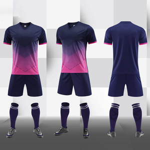 Tenue de football personnalisée en polyester/coton respirant, col rond, manches courtes, ensemble complet, kit de football pour adultes, séchage rapide - Product Image 3