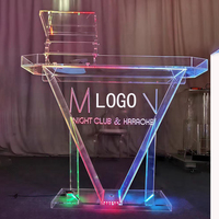 Table de DJ en acrylique transparent personnalisable, table de conférence moderne lumineuse à LED avec barre pour usage scolaire ou hôtelier, pupitre