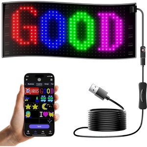 ป้ายไฟ LED แบบแท่ง 3 มม. พิกเซล USB 5V ควบคุมผ่านมือถือ CMS สำหรับโฆษณาบนรถยนต์ แสดงผลแบบตั้งโปรแกรมได้ เลื่อนข้อความได้ - Product Image 1