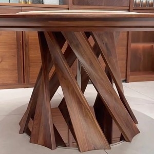 Ensemble de <span class=keywords><strong>table</strong></span> à manger en <span class=keywords><strong>planche</strong></span> de noyer noir d'Amérique du Nord-<span class=keywords><strong>Table</strong></span> à manger circulaire en <span class=keywords><strong>bois</strong></span> massif moderne et simple <span class=keywords><strong>pour</strong></span> la maison - Product Image 4