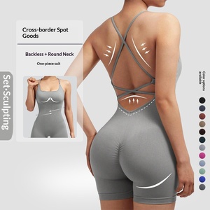 <span class=keywords><strong>Tuta</strong></span> intera sexy in nylon ed elastan senza cuciture, effetto push-up, per yoga e fitness, <span class=keywords><strong>con</strong></span> schiena scoperta, senza linee inutili, stile europeo-americano, per il mercato transfrontaliero - Product Image 2