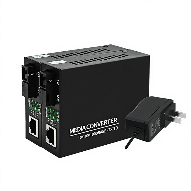 OptiLink Gigabit Simplex Single Mode Fiber Optic Media Converter 10/100/1000M RJ45 to SC Transceiver 3km A/B Pair CE RoHS