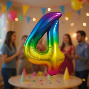 Party Love Metallic Foil Balloon Number 4 Multicolor 1M Double Sided <b>Birthday</b> Party <b>Decorations</b> - Product Image 2