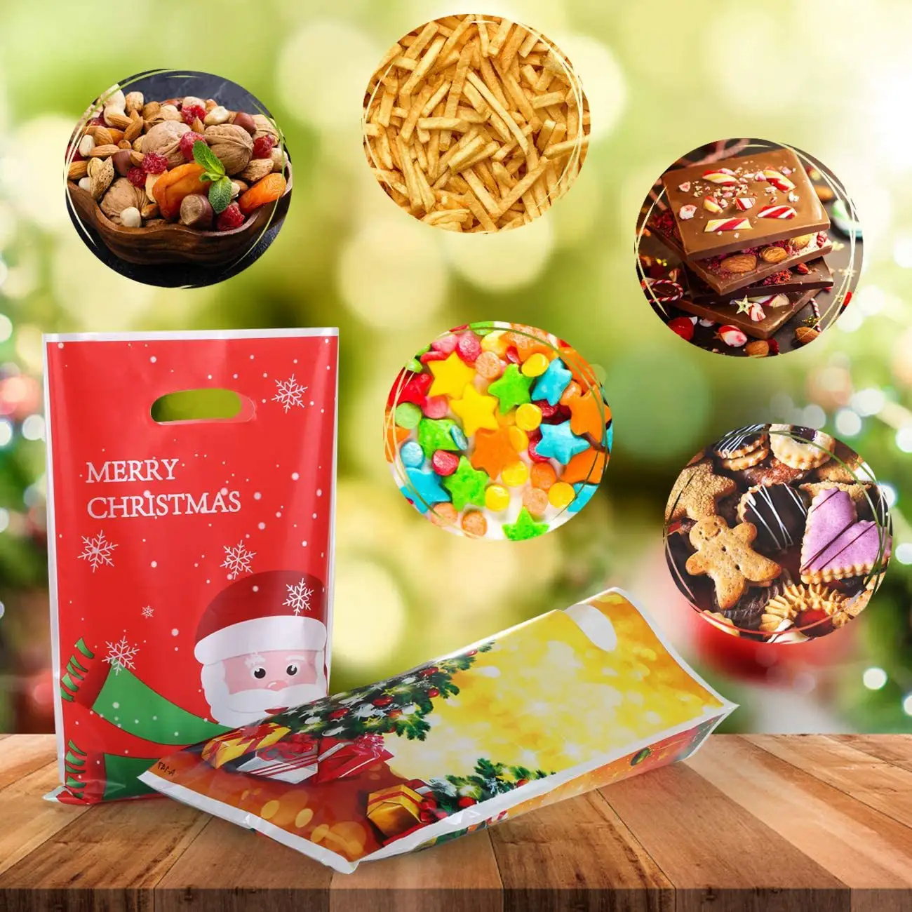 الجملة هدية عيد الميلاد لوازم العام الجديد الديكور الحلوى تغليف لؤلؤي 10 قطعة حزمة عيد الميلاد سخام أكياس