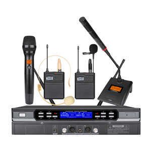 Micrófono Inalámbrico Profesional HP-3000 de Doble Canal con Batería AA, Conector XLR y Control de Volumen para Karaoke/Bar/Fiestas - Product Image 1