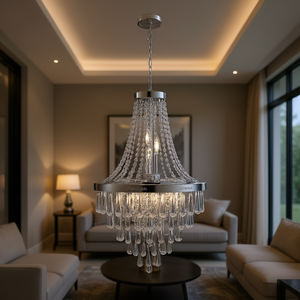 Lámpara de Techo Grande de Cristal Contemporánea, Color Cromo, Bombilla E26 No Incluida - Product Image 2