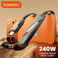 Cable de Carga Súper Rápida Toocki de 240W con Soporte Plegable de 90 Grados °   Cable de juego para codo con carcasa de aleación de zinc para oficina en casa