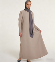 Robe Abaya unie à devant ouvert pour femme avec ensemble hijab assorti, robe maxi musulmane modeste pour femme