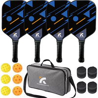 Ensemble de raquettes de pickleball pour enfants, légères, haute dureté, en graphite lisse, ensemble de raquettes de pickleball USAPA de 4 raquettes avec 6 balles et un sac
