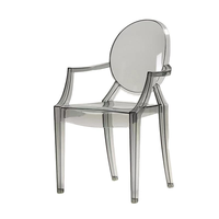 LUS-L001 Vente en gros Siècle Victoria Moderne Bras Louis Chaise Événement de mariage Acrylique Cristal Transparent Plastique Clair Fantôme Chaise
