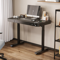 Bureau d'ordinateur moderne en métal noir convertible avec fonction compacte pour ordinateur portable, idéal pour le télétravail