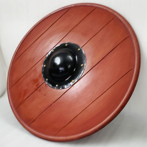 Bouclier rond en bois de style nordique viking, design traditionnel, fait main, pour exposition historique et accessoires de costume - Product Image 4