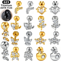 Anting Wanita Berkualitas Tinggi Rui Qian ASTM F136 Titanium Murni untuk Tindik dengan Ulir Internal dari Paduan Titanium G23 Perhiasan Tubuh