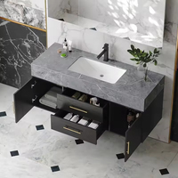Luxe Gris Style Dessus En Marbre Évier Unique Usage Domestique LED Flottant Salle De Bains Vanités Chambre Salon Atelier Appartement Villa