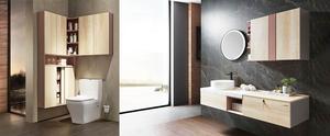 Meuble-lavabo mural moderne en mélamine à grain de bois simple avec miroir intégré pour salle de bain, idéal pour la maison et l'hôtel - Product Image 2