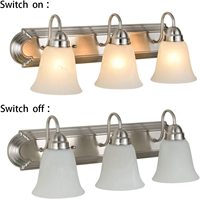 Lampe murale moderne minimaliste à trois têtes Warbit 20 pouces, installation murale, ampoule A19, éclairage LED pour miroir de salle de bain