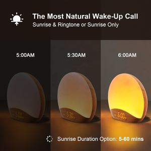 Réveil intelligent en bois HiFiD personnalisé, nouveau produit, avec lumière <span class=keywords><strong>d</strong></span>'aube et machine à bruit blanc pour la santé - Product Image 3