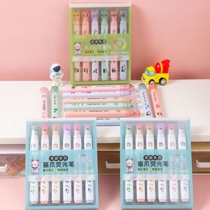 Set de Marcadores con Diseño de Pata de Gato, 6 Colores, Punta Plana, para Estudiantes y Diarios - Product Image 2