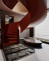 Escalier en colimaçon sur mesure, structure en acier, marches en bois massif, haute résistance, design moderne pour villa, appartement, école, hôpital