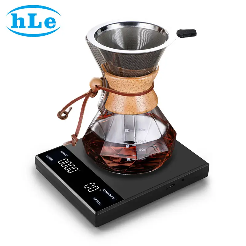 Hochgenaue LCD-Waage für elektronische Kaffee lebensmittel Digitale leichte Küchen waage mit Timer