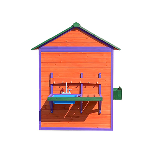 Maison de jeu <span class=keywords><strong>en</strong></span> <span class=keywords><strong>bois</strong></span> jeux de simulation <span class=keywords><strong>en</strong></span> plein air, <span class=keywords><strong>chalet</strong></span> d'aventures, avec porte de travail, fenêtres, station-service, porte-pot de fleurs - Product Image 3