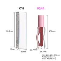 Tubo de Brillo Labial de Vidrio Ondulado, Botella Transparente con Tapa Rosa, Logotipo Personalizado, OEM, Marca Privada, MOQ Bajo, Directo de Fábrica