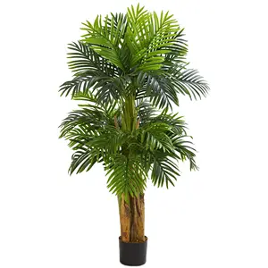 Home Indoor Garden Decoration Artificial Plant Potted Green Trees Bonsai Triple Areca Palm Artificial Tree