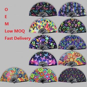 Éventail en bambou artisanal de 33 cm, grand format, style rave, motif floral traditionnel, décoration DIY peinte, pour la maison, les entreprises, cadeau promotionnel, souvenir - Product Image 6