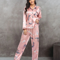 Ensemble de vêtements de détente en satin rayé rose printemps 2025 pour femmes Pyjama deux pièces Blouse et pantalon