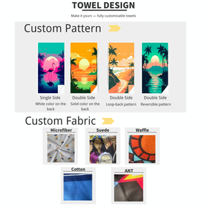 Grande serviette de plage en microfibre imprimée personnalisable antimicrobienne à séchage rapide pour adultes pour le camping Serviette de plage recyclée - Product Image 5