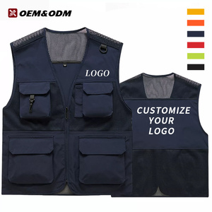 Gilets pour hommes personnalisés avec logo, design personnalisé, légers, en maille, multi-poches, pratiques, vêtements de travail en plein air, gilets de sécurité - Product Image 1