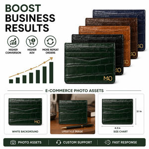 Portefeuille porte-cartes en cuir gaufré crocodile vert forêt avec logo personnalisé pour homme, idéal pour les voyages d'affaires, avec rangement fin multi-fentes - Product Image 6