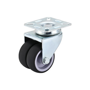 2 Inch Dual Wheel Flat Bottom Tpr Swivel Caster With Total Lock Brake For Industrial Use Grey Lightweight Casters - Product Image 4