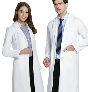 Uniformi da ospedale in poliestere di cotone Unisex professionali infermiere medico di scienze mediche indossano camice bianco - Product Image 3
