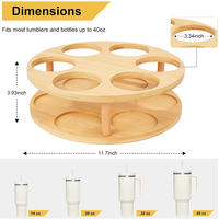 Support de tasse rotatif à 360° en bambou pour bouteilles d'eau, organiseur pour gobelets Stanley 14/20/30/40 oz, accessoires de rangement de cuisine