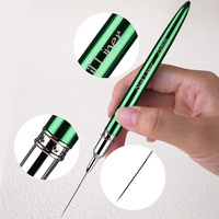 Lot de 6 pinceaux de nail art à manche métallique vert pour la décoration de ongles, stylo de dessin à rayures fines, outils de manucure pour vernis gel UV