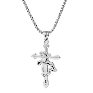 yunnique Stainless Steel <b>Cross</b> Pendant Necklace With Crystal Inlay For Men Gift Jewelry - Product Image 5