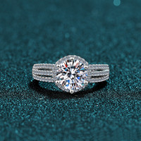 Bague de Fiançailles et de Mariage BoHan Tendance pour Femme, en Argent Plaqué Rhodium, Moissanite Princesse 2 Carats, Sertissage Pavé 999