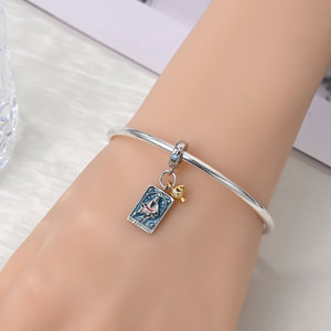 Accesorios para Pulseras de Joyería DIY, Dijes de Cartas del <span class=keywords><strong>Tarot</strong></span>, Cuentas de Cobre Plateado con Diseño de Sol, Luna y Estrellas, Modelo PAC1435, Popular - Product Image 4