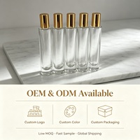 Botol Roller Kaca Transparan Panjang & Ramping 15ml, Bentuk Silinder & Persegi, Wadah Roll-on Isi Ulang untuk Minyak Atsiri & Parfum