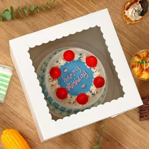 Giấy Bánh hộp <span class=keywords><strong>10x10x8</strong></span> inch cao Bánh hộp với cửa sổ Trắng Bánh hộp cho bánh cookie pies cupcakes Pastry - Product Image 6