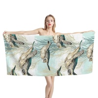 2025 Hot Sale Teal Sea Turtle Sea Grass Print Custom Design Beach Towels