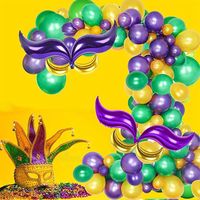 Mardi Gras Masquerade Party Decoración Fat Tuesday Tail Moon Star Foil Globos Mardi Gras Globos Guirnalda Decoraciones