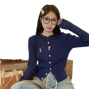 2025 Autumn/Winter Women's <strong>Woolen</strong> Cardigan New Style Embroidered Knitted <strong>Top</strong> with Loose Buttoned Printed Outerwear Neck Sweater - Product Image 1
