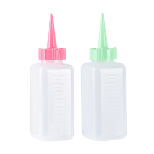 Vide barbier coiffure brosse à cheveux 6oz 180ml 2 en 1 rond en plastique cheveux teinture nettoyage peigne applicateur bouteille avec échelle - Product Image 4