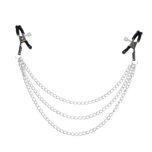 Huawen - Pinces à tétons en métal à bas prix avec 3 chaînes en caoutchouc pour femmes, jouets sexuels, utilisation <span class=keywords><strong>BDSM</strong></span>, modèle HW-WM200493 - Product Image 3