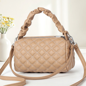 Sac à main carré petit format en cuir matelassé noir à motif losanges An Ru Shi, sac bandoulière pour usage quotidien - Product Image 2