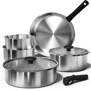 Juego de Utensilios de Cocina de Acero Inoxidable de Tres Capas, 6 Piezas, Apto para Horno y Lavavajillas, con Mango Desmontable - Product Image 1