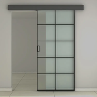 Nouvelles portes coulissantes de grange en plastique-acier Waterjade, décoration métallique, ISO, bois massif moderne, peinture PU, double verre trempé