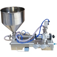 Machine de remplissage semi-automatique de sauces avec trémie mélangeuse pour sauces épaisses (tomate, pâtes, chili et barbecue) en pot
